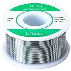 Lhcsi 63/37 Tin Lead Solder With Rosin Core， Solder Wire for Electrical Soldering and DIY (1.0MM/100G)