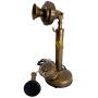 Vintage Candlestick Phone Brass Rotary Dial Telephone Wired Landline Antique Home Décor