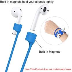 Magnetic Anti-Lost Straps for AirPods,Colorful Soft Silicone Sports Lanyard, Neck Rope Cord (Black/White/Gray/Blue)