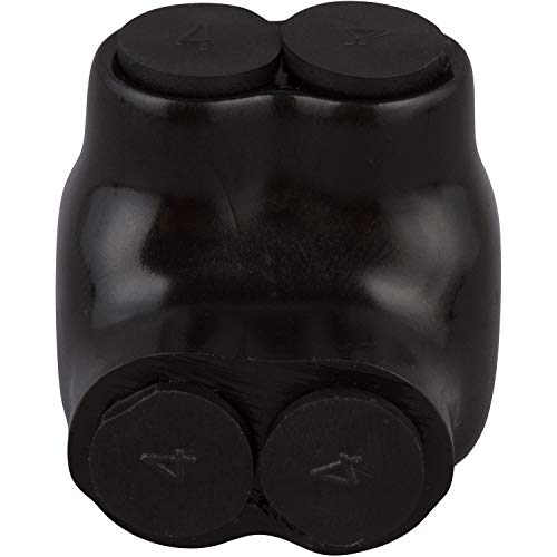 Morris Products Black Insulated 2 Conductor Connector – 4-14 Wire Range, Slotted Allen Hex – 1.13“ L x 1.25” W x ” 1.38”H – Single Side Entry – Pre-Filled, Easy Entry, Rubber Vinyl Coating, 600 Volt