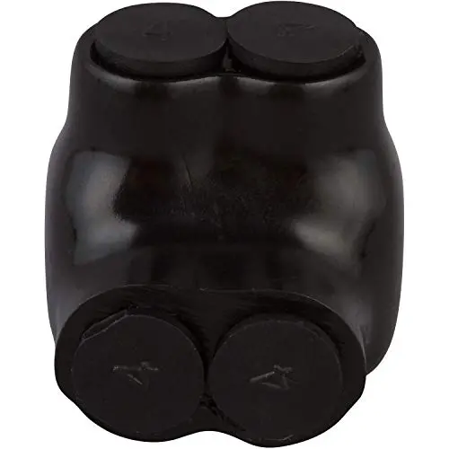 Morris Products Black Insulated 2 Conductor Connector – 4-14 Wire Range, Slotted Allen Hex – 1.13“ L x 1.25” W x ” 1.38”H – Single Side Entry – Pre-Filled, Easy Entry, Rubber Vinyl Coating, 600 Volt