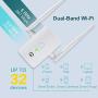 WiFi Range Extender 1200 Mbps, 2.4 & 5GHz Dual Band Network,Wireless Signal Booster & Repeater With WPS Button for WiFi Internet Connection, Easy Set Up,Coverage Up to 3000 Sq Ft & 32 Devices
