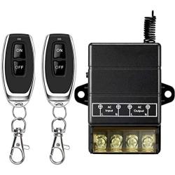 VONVOFF Wireless Remote Switch,AC 110V/120V/240V/ Relay RF Remote Control Light Switches for Pump Security Systems etc with 328ft Long Range(Black)