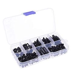 M3 Nylon Hex Male-Female Spacer Standoffs Screw Nut Assortment Kit,Hex Utility Spacer Standoff Screw Nut Assortment Mounting Hardware Set,for FPV,Quadcopter Drone, RC,DIY（180pcs,Black)