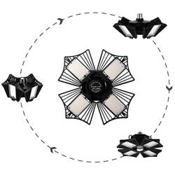 LED Garage Lights 75W,6000 lumens LED Garage Ceiling Light, CRI 80, 6000K Daylight with 4 Adjustable Panels, E26/E27, shop light for Garage, Barn, Workshop,Warehouse (Black(1 Pack))