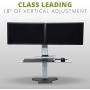 Uprite Ergo Sit2Stand Desktop Height Adjustable Workstation - Dual Monitor - Silver/Black