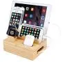Charging Station for Multiple Devices, SNEDIY Bamboo Charging Station Dock for 4/5/6 Ports USB Charger, 7 in 1 Desktop Docking Station Without Power Supply Compatible with iPhone/iPad/Airpods/iWatch