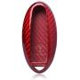M.JVisun Genuine Carbon Fiber Key Fob Cover for Nissan 370Z Altima Maxima Murano Armada GT-R Leaf Sentra Rogue Pathfinder Versa Smart Car Remote Key, Mens Car Key Fob Case Womens Fob Cover - Red