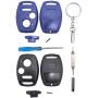 2 Pack Key Fob Keyless Entry Remote Shell Case fits Honda Civic CR-V Accord Crosstour Odyssey CR-Z Pilot Ridgeline Fit Replacement Key Fob Cover Casing (Black Blue)