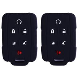 XUHANG 2Pcs WERFDSR Sillicone Key fob Skin Key Cover Remote Case Protector Shell for 2015 2016 Chevrolet Suburban Tahoe GMC Yukon Smart Remote Black