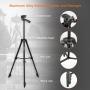 Lightweight Tripod 55-Inch, Aluminum Travel/Camera/Phone Tripod with Carry Bag, Maximum Load Capacity 6.6 LB, 1/4'' Mounting Screw for Phone, Camera, Traveling, Laser Measure, Laser Level