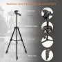 Lightweight Tripod 55-Inch, Aluminum Travel/Camera/Phone Tripod with Carry Bag, Maximum Load Capacity 6.6 LB, 1/4'' Mounting Screw for Phone, Camera, Traveling, Laser Measure, Laser Level