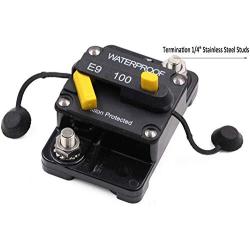 Gloaso Circuit Breaker 100 Amp Waterproof Surface-Mount Trolling with Manual Reset Heavy Duty Breakers 12V - 48V DC 100A