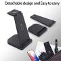 3 in 1 Wireless Charging Station, Phone Wireless Charger Stand Watch Charger Stand Compatible with iPhone 12 11 Pro Pro Max X XR XS 8 Samsung Galaxy S20+ S10 S9 iWatch 6/5/4/3/2 Airpods 2/Pro (Black)