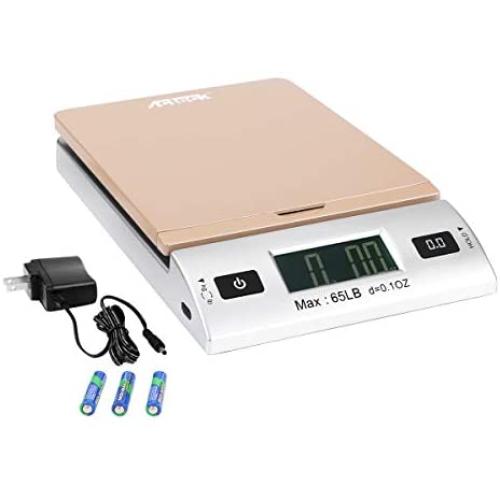 Acteck A-CK65GS 65LBx0.1OZ Digital Shipping Postal Scale with Batteries and AC Adapter, Gold Silver