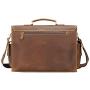 Polare 17'' Mens Full Grain Leather Laptop Briefcase Business Messenger Bag Satchel With YKK Metal Zippers