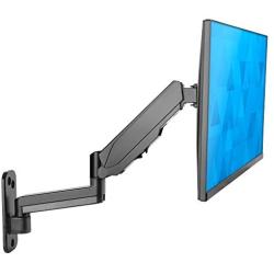 Mount-It! Monitor Wall Mount with Full Motion Gas Spring Arm | Height Adjustable Bracket for Flat Panel Screens Up to 32'' | Fits VESA 75 and 100, 17.6 Lbs Capacity, Black