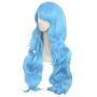 MapofBeauty 28 Inch/70cm Charming Women Side Bangs Long Curly Full Hair Synthetic Wig (Sky Blue)