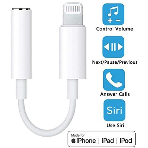 WIKIPro Lightning to Headphone Jack Adapter Dongle [ MFi Certified ] Earbuds Headphone Converter for iPhone 12/12Pro/SE/11/Pro/Pro Max/XR/Xs/Xs Max/X/8/7,Music Control,Calling&Siri Supported