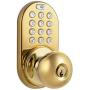MiLocks TKK-02P Digital Door Knob Lock with Electronic Keypad for Interior Doors, Polished Brass