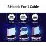 FIELUX Quick 360°+180° Rotation Magnetic Charging Cable Compatible with Micro, Type-C Charging Port Smartphones and i-Product Devices 3 in 1 (3.3 ft, Black)