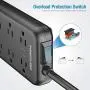 Power Strip, POWERADD Surge Protector USB C Power Delivery 18W, 8 AC Outlets 3 USB Ports 1875W 1700J, Flat Plug, 6ft Extension Cord, Wall Mountable for Home, Office, Computer TV-Black Power Strip, POWERADD Surge Protector USB C Power Delivery 18W, 8 AC Outlets 3 USB Ports 1875W 1700J, Flat Plug, 6ft Extension Cord, Wall Mountable for Home, Office, Computer TV-Black