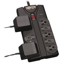 Tripp Lite TLP808B 8 Outlet Surge Protector Power Strip, 8ft Cord Right Angle Plug, Black, Lifetime Insurance