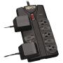 Tripp Lite TLP808B 8 Outlet Surge Protector Power Strip, 8ft Cord Right Angle Plug, Black, Lifetime Insurance