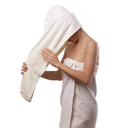 Aspen5 Huge 400 GSM Cotton Hair Towel Wraps for Women | Super Absorbent Quick Dry Hair Towel | Hair Turban Ideal for Long and Curly Hair | Plopping Towel Curly Hair (Coral White)
