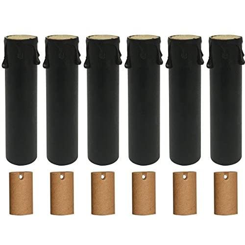Royal Designs 4 Inch Candle Drip Sleeves Chandelier Socket Covers with Paper Insulation, Black, Set of 6