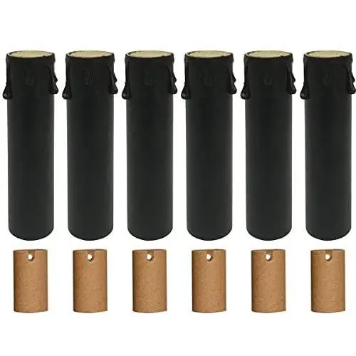 Royal Designs 4 Inch Candle Drip Sleeves Chandelier Socket Covers with Paper Insulation, Black, Set of 6