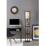 Adesso 3117-15 Stewart Round Shelf Floor Lamp, Walnut Wood Finish