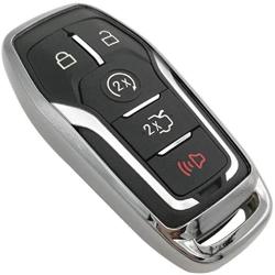 Silver TPU Soft Key Fob Cover Case Remote Jacket Glove for Ford Fusion F-150 Edge Explorer Mustang Lincoln MKZ MKC 2/3/4/5 Buttons Smart Key( NOT fit Flip/Folding key)
