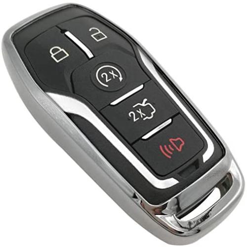 Silver TPU Soft Key Fob Cover Case Remote Jacket Glove for Ford Fusion F-150 Edge Explorer Mustang Lincoln MKZ MKC 2/3/4/5 Buttons Smart Key( NOT fit Flip/Folding key)