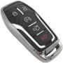 Silver TPU Soft Key Fob Cover Case Remote Jacket Glove for Ford Fusion F-150 Edge Explorer Mustang Lincoln MKZ MKC 2/3/4/5 Buttons Smart Key( NOT fit Flip/Folding key)
