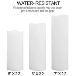 LED Multi Colored Flameless Candles,Salipt LED Flickering Candles Set of 6 (H 5'' 6'' 7'' xD 2.2'') Battery Operated Candles,Waterproof Flameless Candles, Resin Plastic, Indoor Outdoor Use for Gifts
