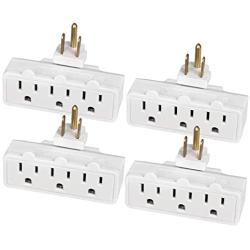 ABBOTECH 3 Grounded Outlet Wall Tap,Outlet Extender,180 Degree Swivel Outlet Plug,4 Pack,ETL listed