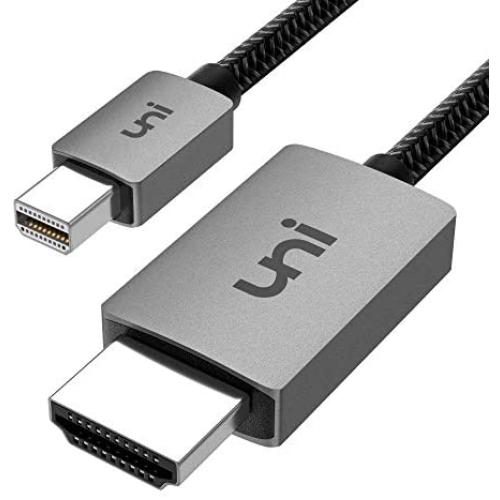 Mini DisplayPort to HDMI Cable 6ft, uni Mini DP (Thunderbolt) to HDMI Cable Compatible with MacBook Air/Pro, iMac, Microsoft Surface Pro/Laptop, ThinkPad Helix, Monitor, Projector, More - Gray