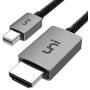 Mini DisplayPort to HDMI Cable 6ft, uni Mini DP (Thunderbolt) to HDMI Cable Compatible with MacBook Air/Pro, iMac, Microsoft Surface Pro/Laptop, ThinkPad Helix, Monitor, Projector, More - Gray