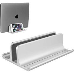 Vertical Laptop Stand Holder Adjustable Desktop Notebook Dock Space-Saving Three-in-one for All MacBook Pro Air, Mac,HP, Dell, Microsoft Surface,Lenovo, up to 17.3 inch Silver