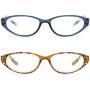 Cat Eye Reading Glasses for Womens - 2 Pairs Blue Light Blocking Computer Readers +1.5 Anti-blue Lightweight Quality Ladies Eyeglass