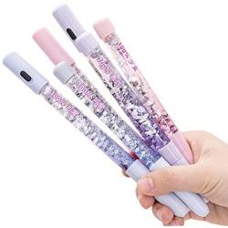 Funny live 6 Pcs Colorful Sequins Drift Glitter Crystal Fairy Magic Wand Gel Pens with Flashing Electronic Lights, 0.35mm Black Ink, Sequins Gel Pen Set With 10 Pcs Black Refills for Smooth Writing