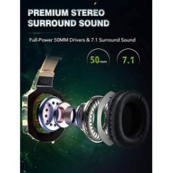 RUNMUS Gaming Headset for PS4, Xbox One, PC Headset w/Surround Sound, Noise Canceling Over Ear Headphones with Mic & LED Light, Compatible with PS5, PS4, Xbox One, Switch, PC, PS3, Mac, Laptop, Green