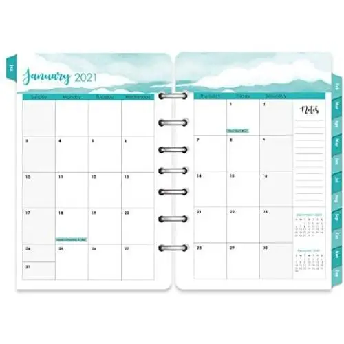 2021 Planner Refill - 2021 Planner Refill, 7-Hole Punched, 5-1/2'' x 8-1/2'', A5 Planner Inserts, Jan 2021-Dec 2021