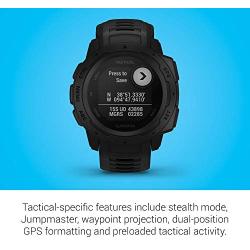 Garmin Instinct Tactical, Rugged GPS Watch, Tactical Specific Features, Constructed to U.S. Military Standard 810G for Thermal, Shock and Water Resistance, Black