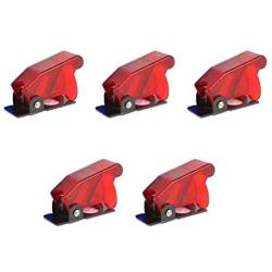 Antrader Plastic 12mm Mount Dia. Toggle Switch Cover Dustproof Safety Waterproof Safety Flip Cover Cap Red 6-Pack