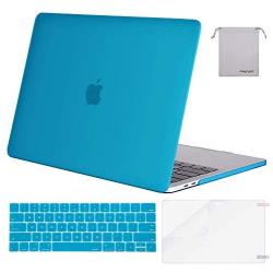 MOSISO Compatible with MacBook Pro 15 inch Case 2019 2018 2017 2016 Release A1990 A1707 with Touch Bar, Plastic Hard Shell Case & Keyboard Cover & Screen Protector & Storage Bag, Aqua Blue