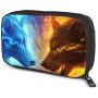 Hxuedan Ice and Fire Wolf Head The Data Cable Storage Bag is A Portable and Independent Design SuitableVFor Travelers to Place The Data Cable, Earphone and Electronic Product Data Cable Storage Bag