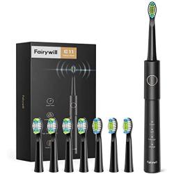 Electric Toothbrush, Fairywill Sonic Toothbrush ADA Accepted for Adults and Kids with 8 Bursh Heads, Ultra Cleaning 5 Modes 2 Hours Charging for 30 Days Use, E11 Black Rechargeable Power Toothbrush