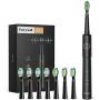 Electric Toothbrush, Fairywill Sonic Toothbrush ADA Accepted for Adults and Kids with 8 Bursh Heads, Ultra Cleaning 5 Modes 2 Hours Charging for 30 Days Use, E11 Black Rechargeable Power Toothbrush